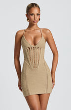 Xanthe Mini Dress - Beige - Napalia