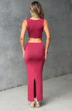 Yazmin Maxi Skirt - Cherry - Napalia