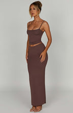 Yazmin Maxi Skirt - Chocolate - Napalia