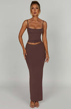 Yazmin Maxi Skirt - Chocolate - Napalia