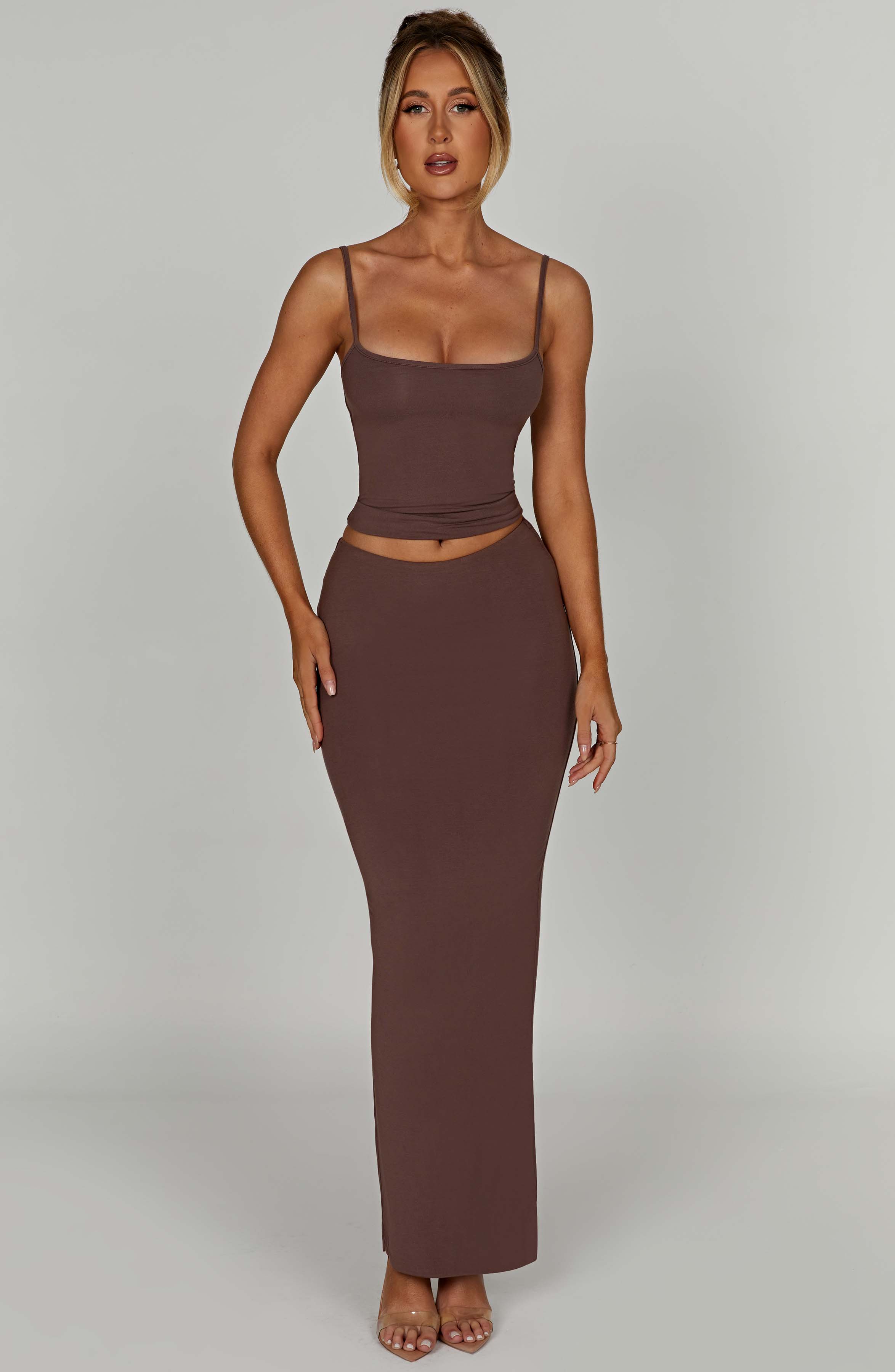 Yazmin Maxi Skirt - Chocolate - Napalia