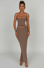 Yazmin Maxi Skirt - Mocha - Napalia