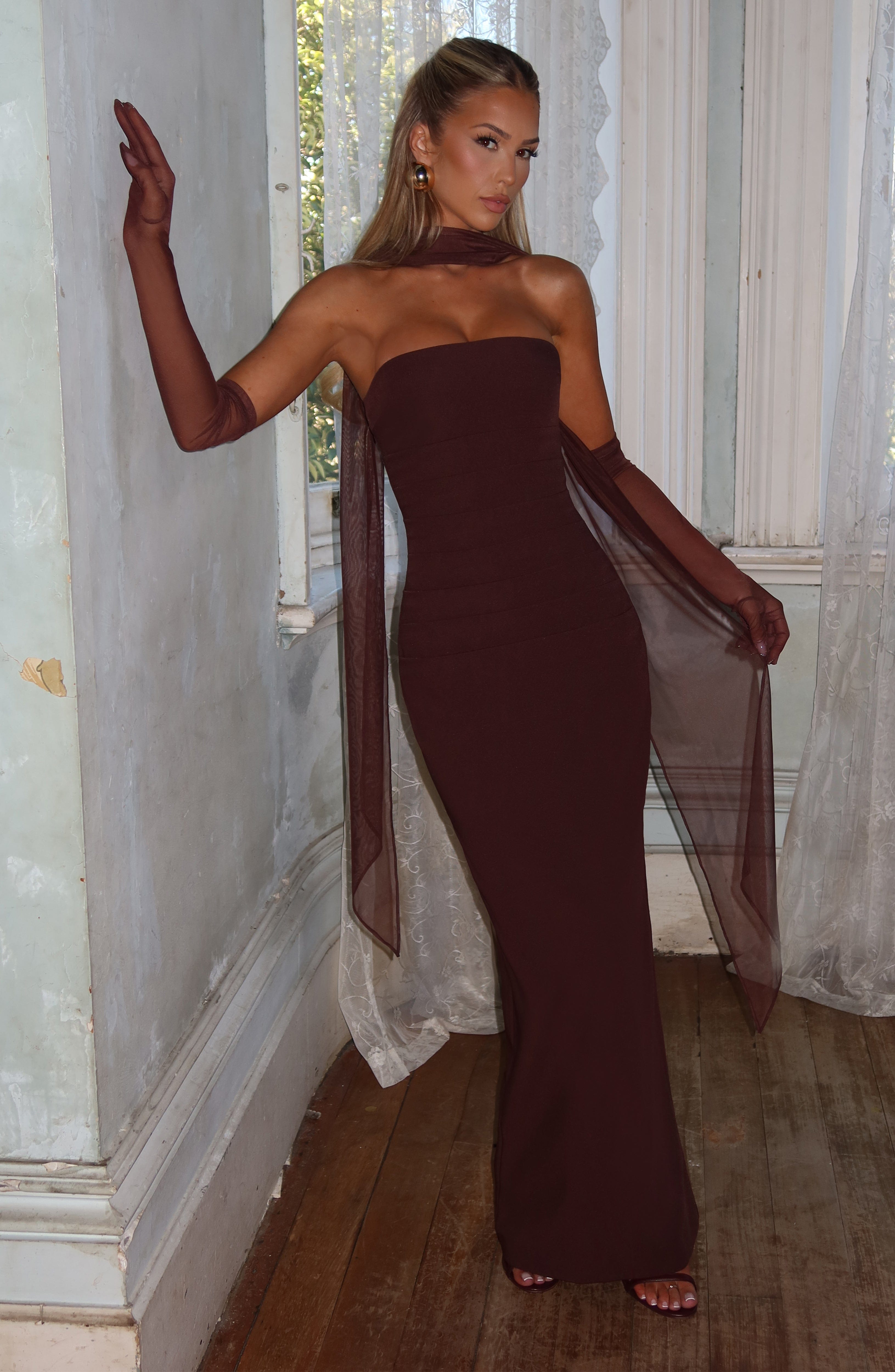 Yulia Maxi Dress - Plum Brown - Napalia