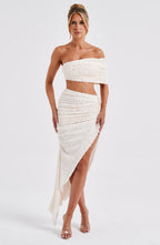 Zina Midi Skirt - Ivory - Napalia